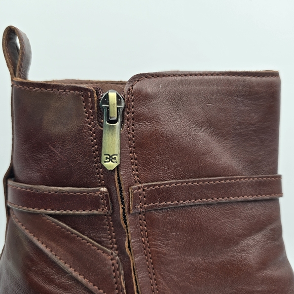 Sam Edelman Brawley Ankle Booties, Deep Pecan Leather, Women's Size 10 - Picture 3 of 16